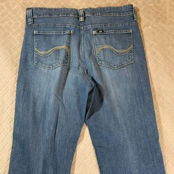 Lee Womens 36 Denim Jeans Blue High Rise Straight Ankle Medium Wash Stretch - Picture 10 of 12